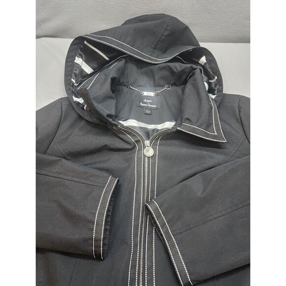 Dennis by Dennis Basso Polyester Jacket Black Hooded Coat Large - Picture 1 of 10